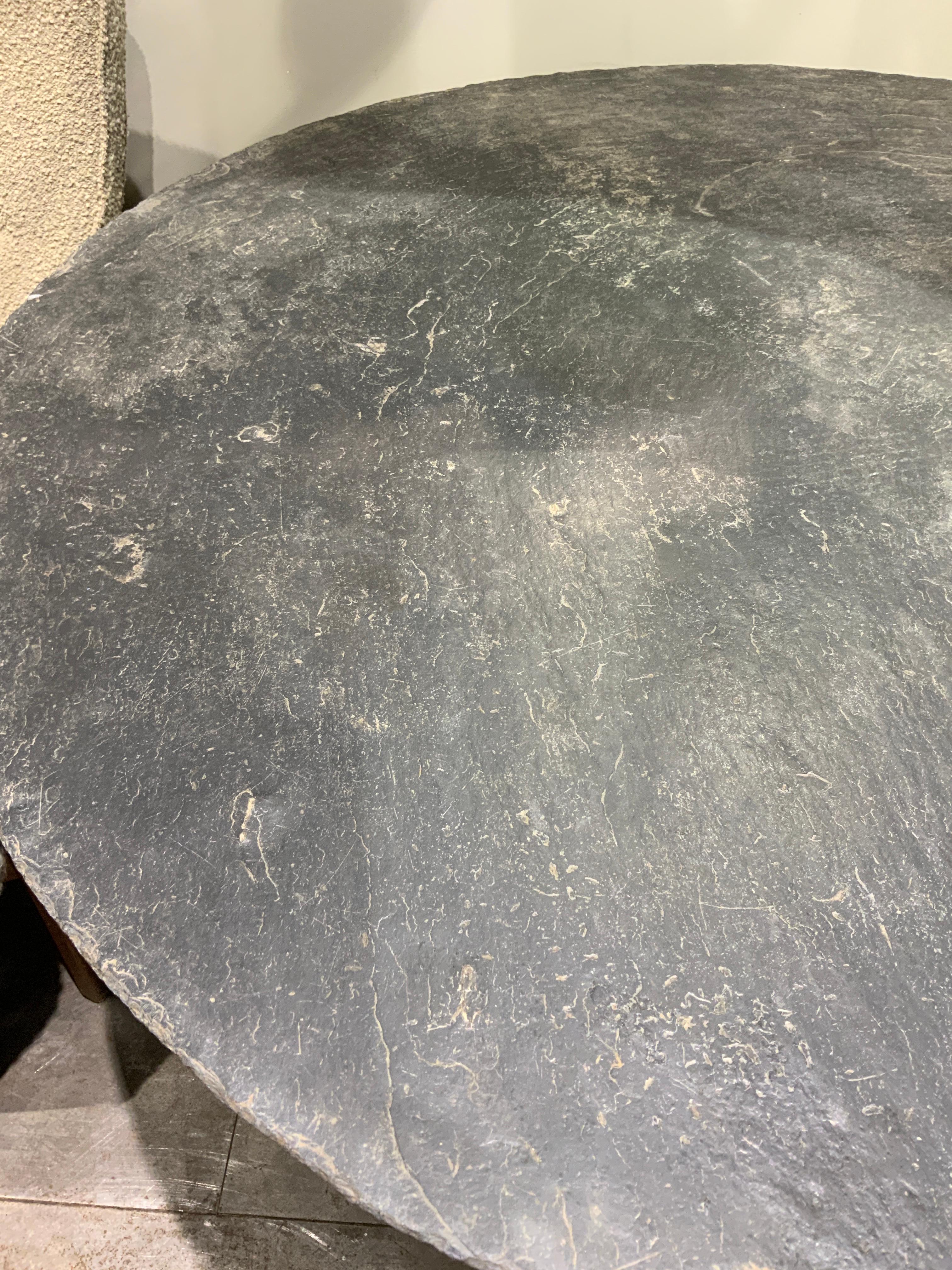 Mid-20th Century French round slate table circa 1950 For Sale