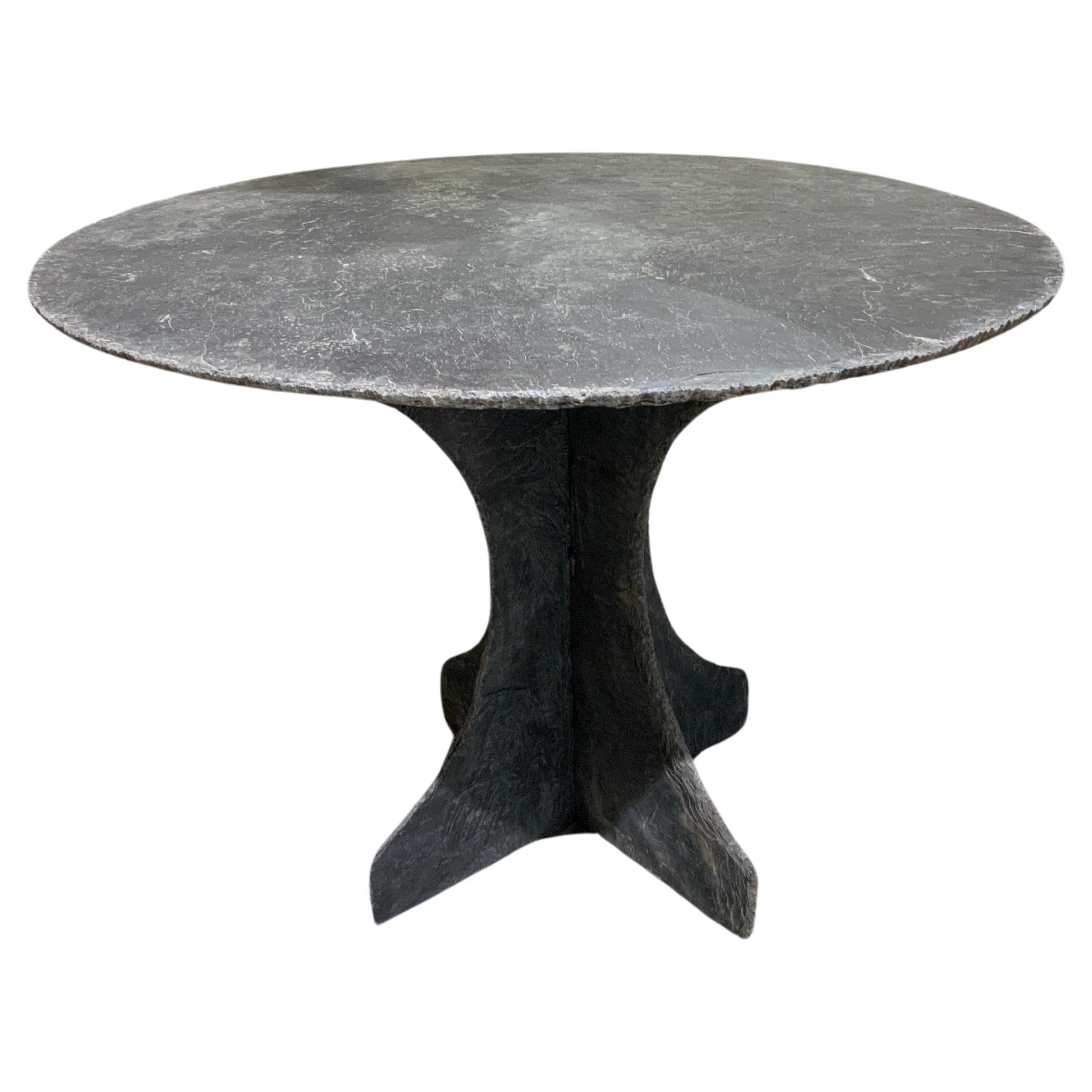 French round slate table circa 1950 For Sale