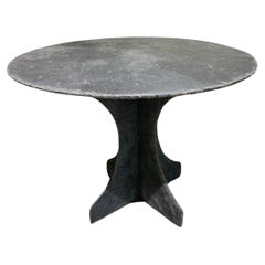 Retro French round slate table circa 1950