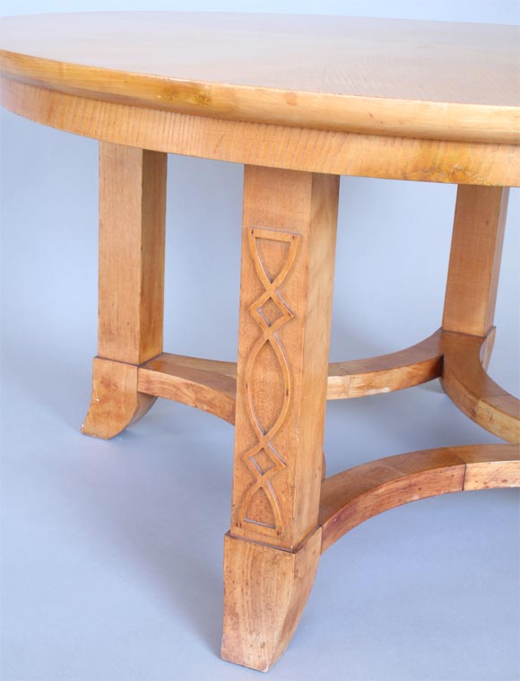 French Round Sycamore Wood Coffee or Side Table in Style of Andre Arbus For Sale 1