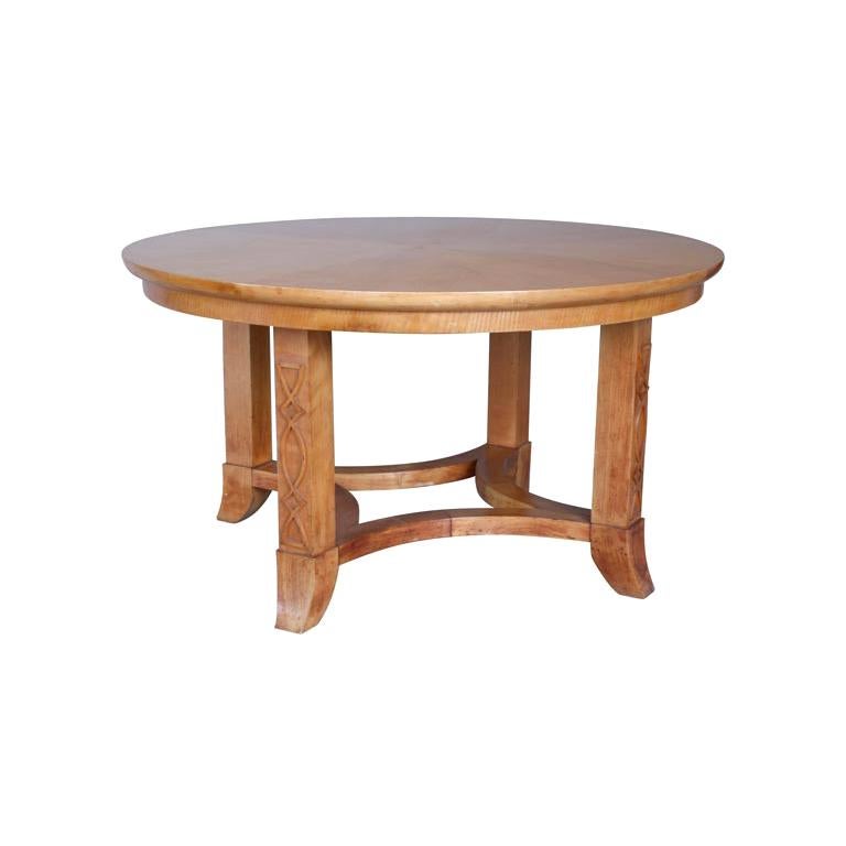 Table basse ou d'appoint ronde en bois de sycomore français dans le style d'André Arbus en vente
