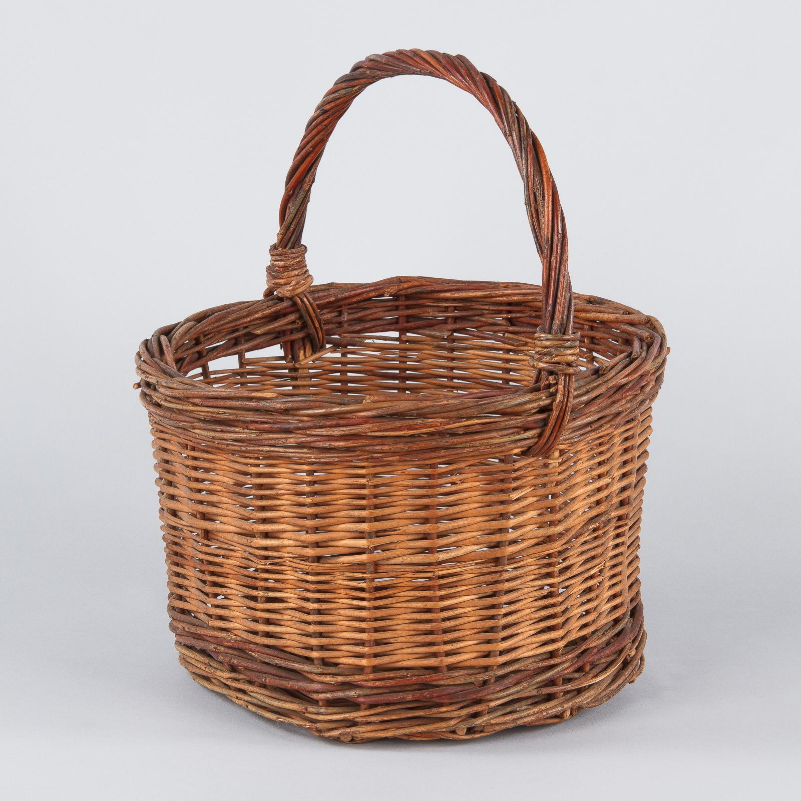 French Round Wicker Basket, 20th Century 2
