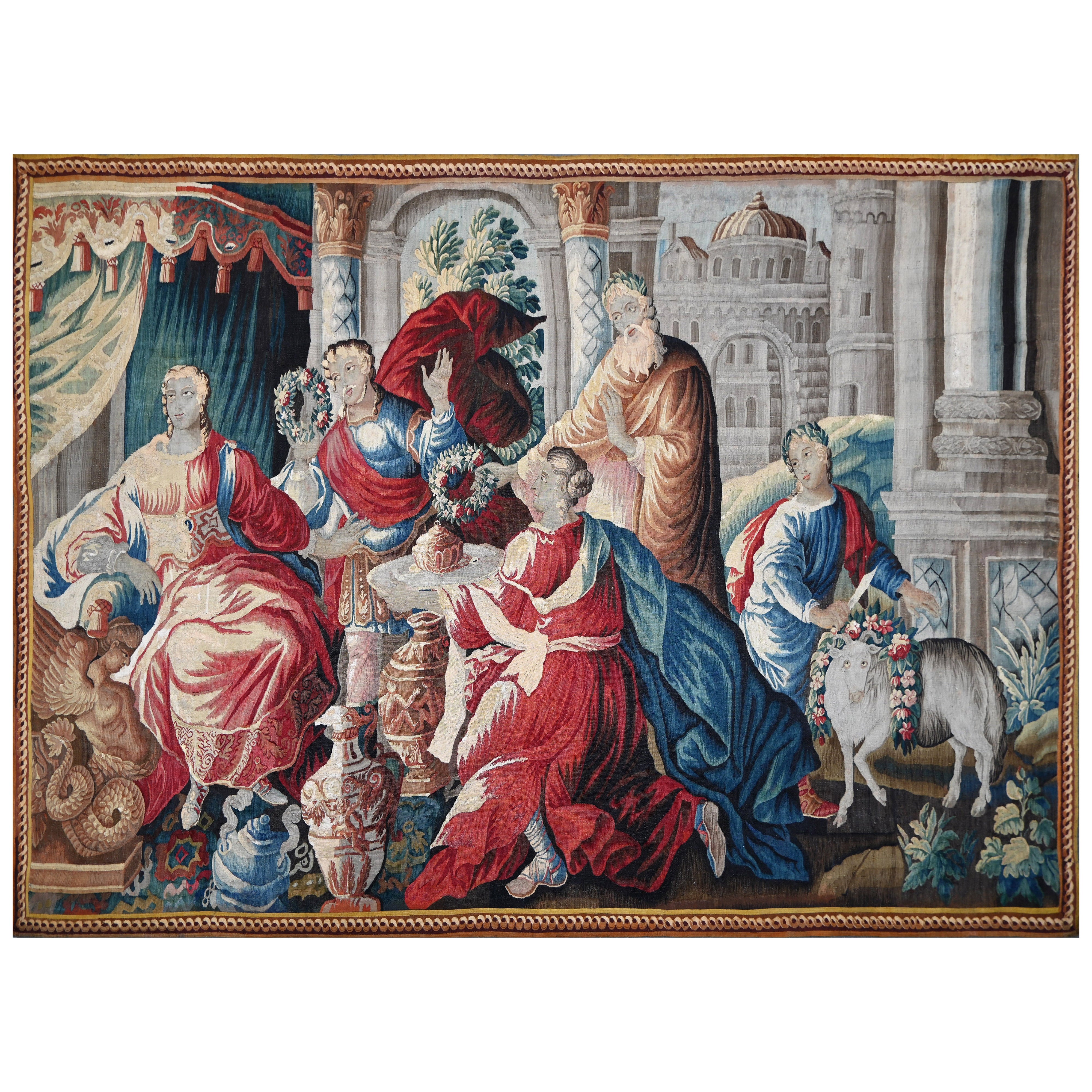 French Royal Aubusson Tapestry 18th century - Homage to Psyche - N° 1613