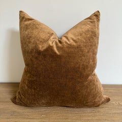 French Royal Velvet and Linen Accent Pillow with Down Insert Havane