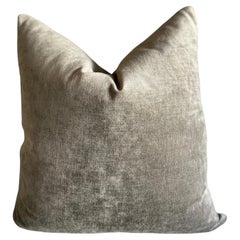French Royal Velvet and Linen Pillow with Down Insert Kaki