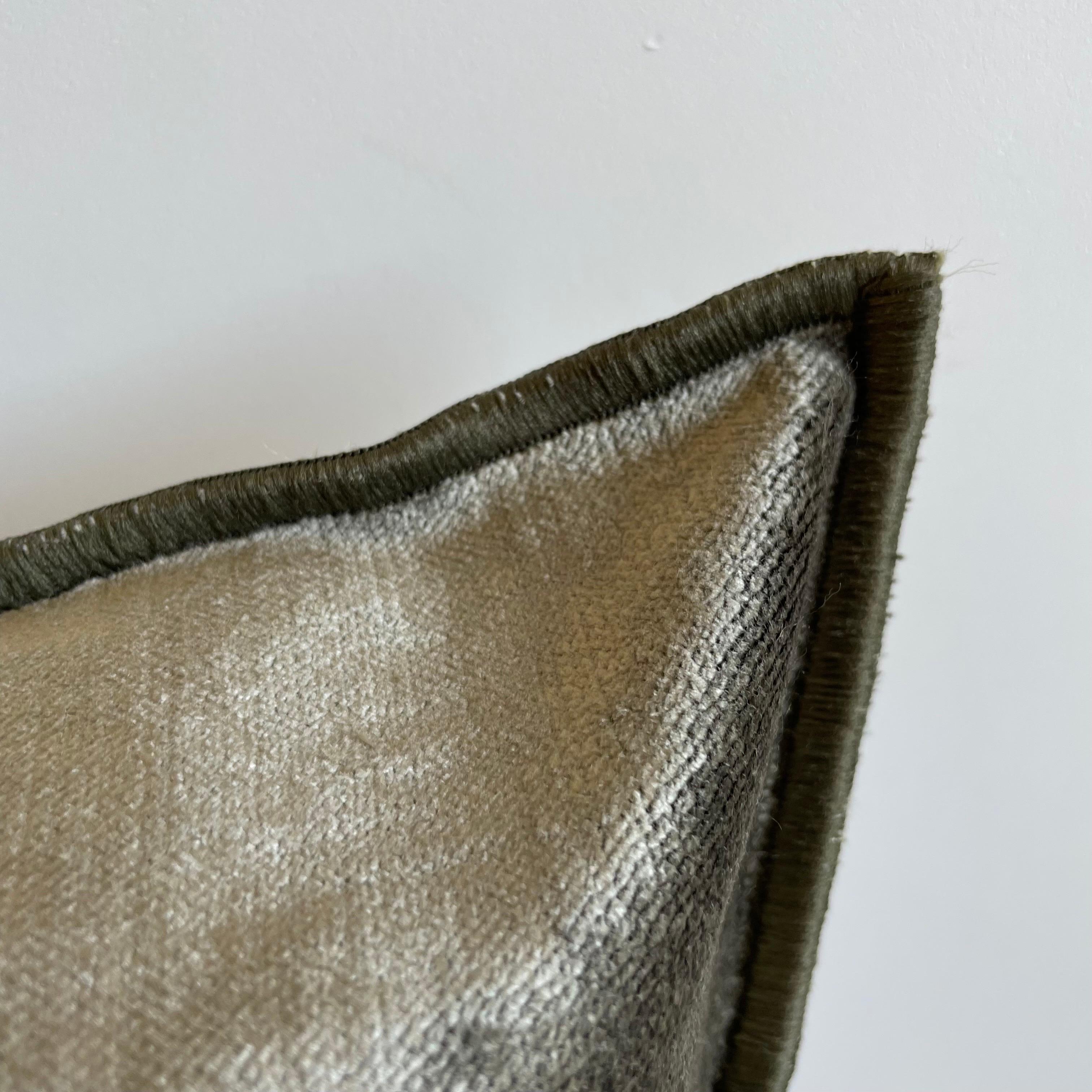 Contemporary French Royal Velvet Lumbar Pillow Kaki