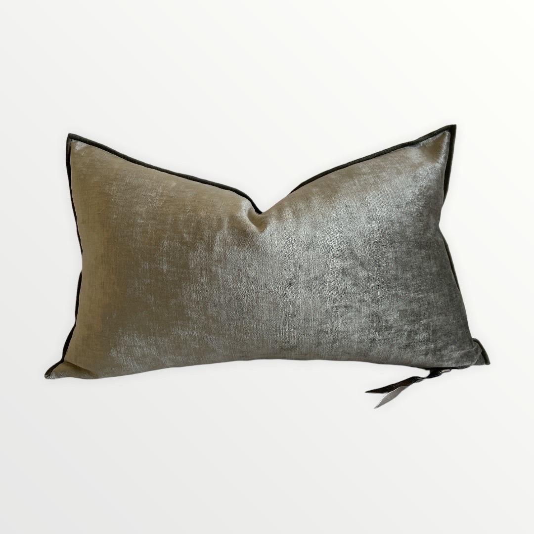 French Royal Velvet Lumbar Pillow Kaki 4
