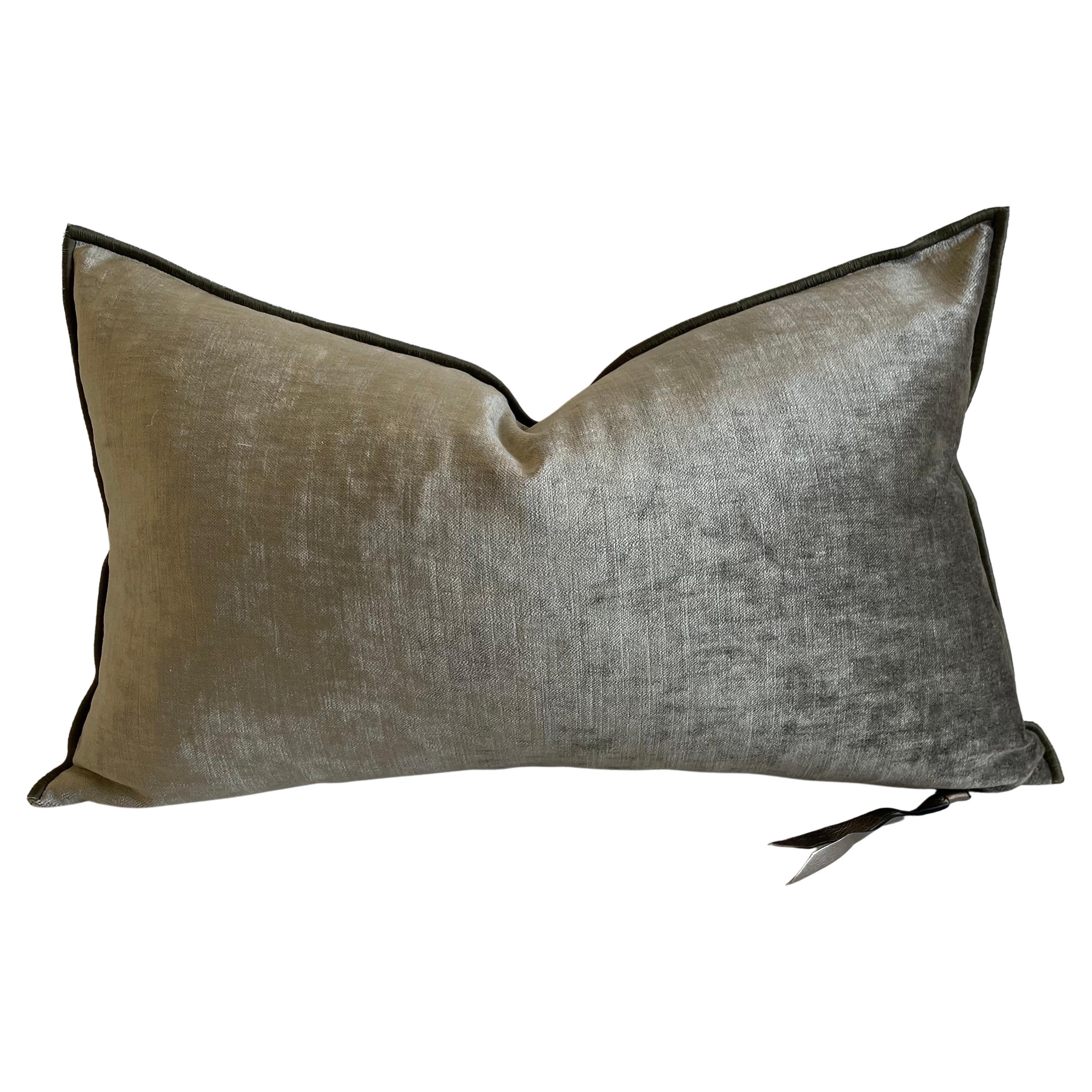 French Royal Velvet Lumbar Pillow Kaki