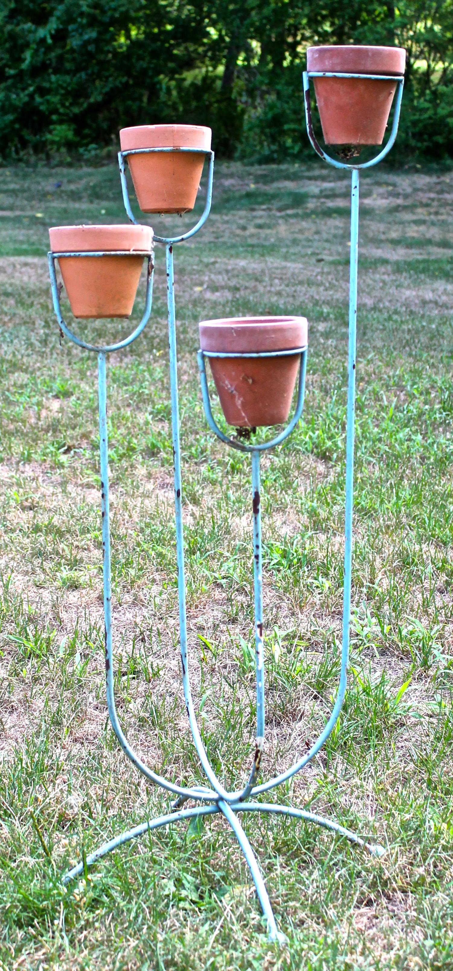 Steel French Royere Style 1950s Plant Stand For Sale