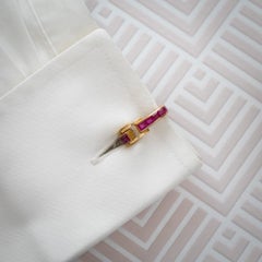 French Ruby and Gold Stirrup Cufflinks, by Paul Mille, Circa 1940