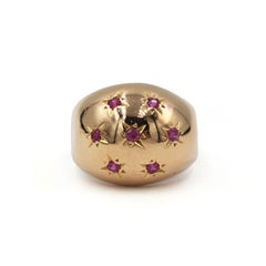French Ruby Constellation Dome Ring in 18K Yellow Gold