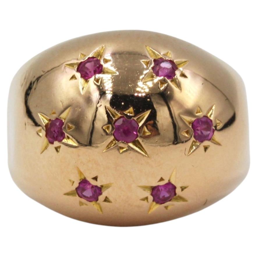 French Ruby Constellation Dome Ring in 18K Yellow Gold For Sale
