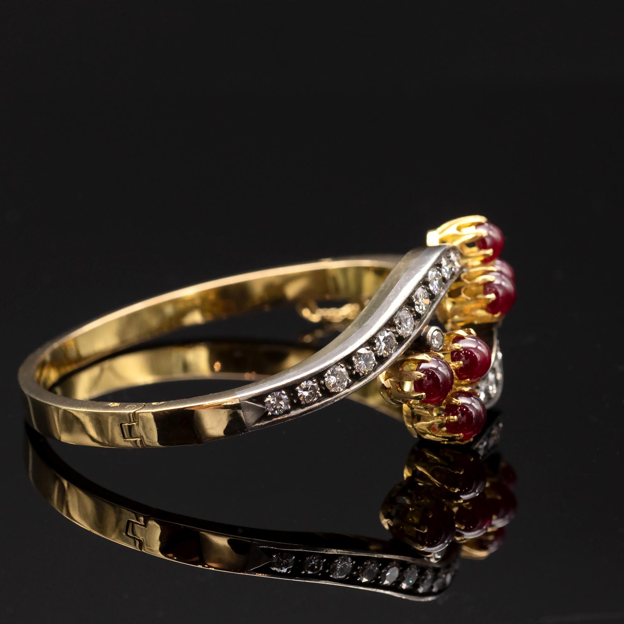 French Ruby Diamond 18 Karat Gold Bracelet In Excellent Condition In Monte Carlo, MC