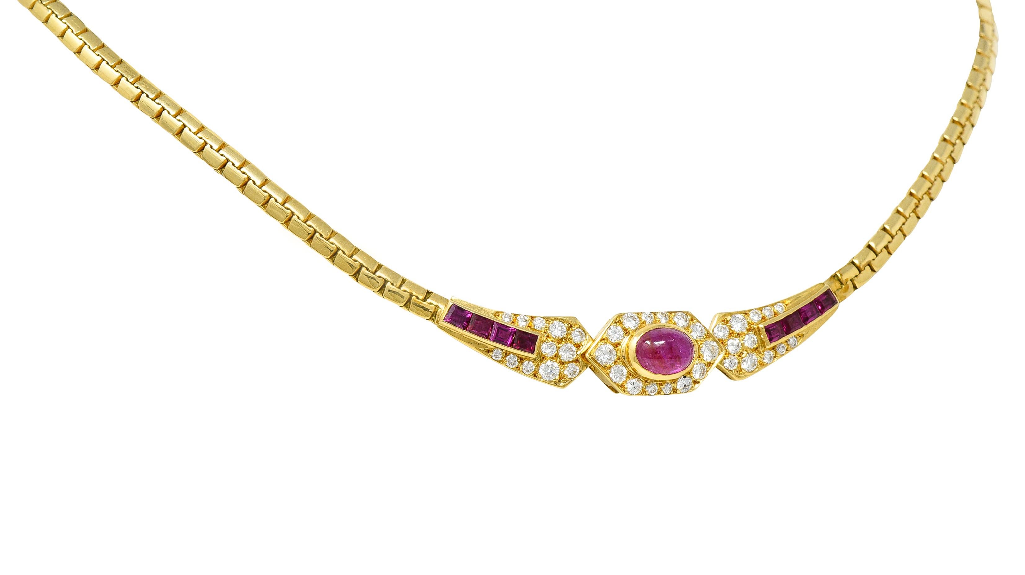 Contemporary French Ruby Diamond 18 Karat Yellow Gold Collar Necklace