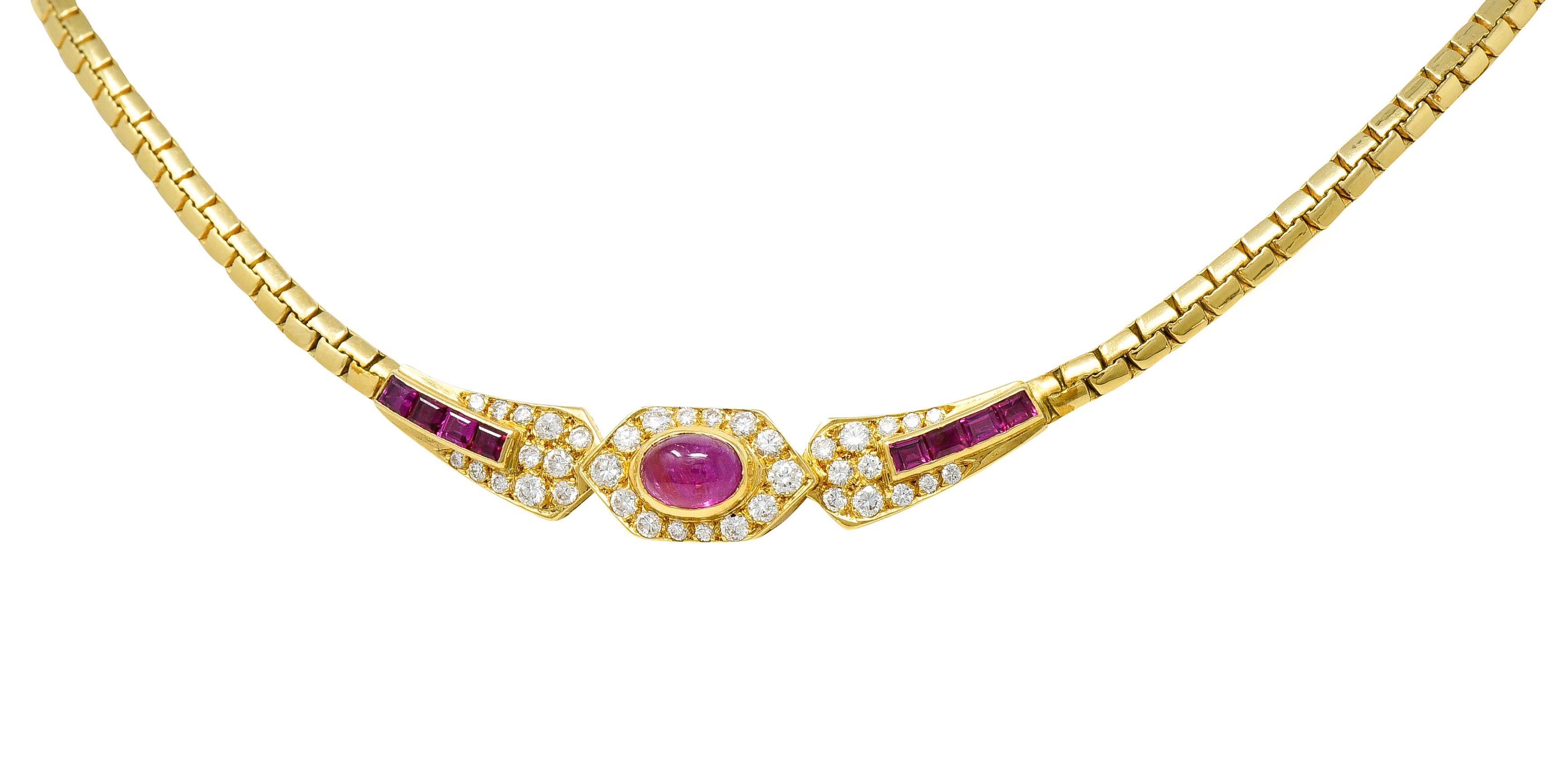 French Ruby Diamond 18 Karat Yellow Gold Collar Necklace 3