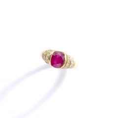 French Ruby Diamond Yellow Gold Ring