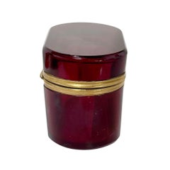 French Ruby Red Glass Box With Gilt Bronze Mounts