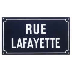 French Rue Lafayette Rectangular Enameled Street Sign