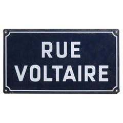 Vintage French Rue Voltaire Wall Mounted Enameled Road Sign