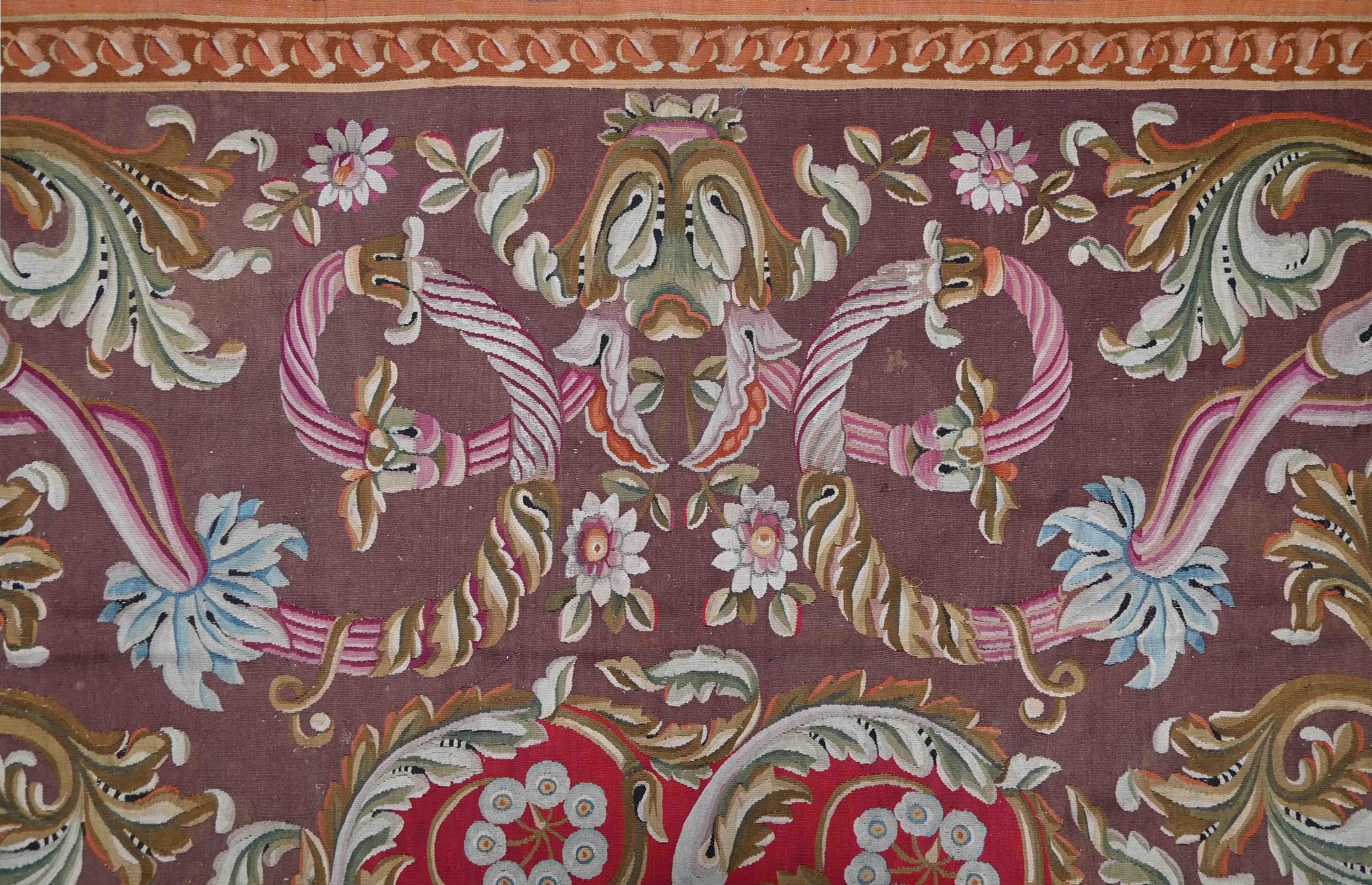 Tappeto francese Aubusson Manufacture XIX secolo - Stile Napoleone III - N. 1429 In condizioni ottime in vendita a Paris, FR