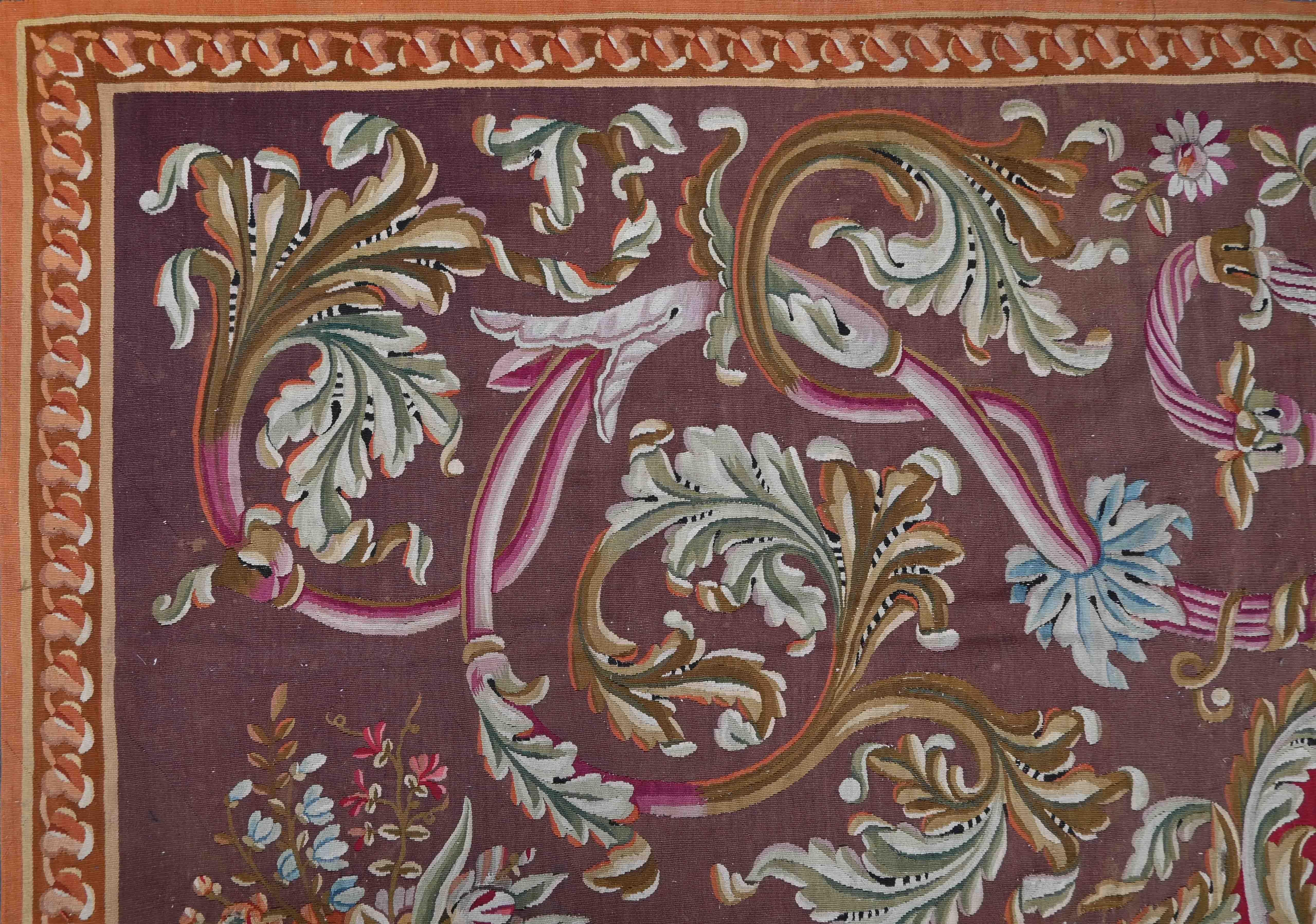 Metà XIX secolo Tappeto francese Aubusson Manufacture XIX secolo - Stile Napoleone III - N. 1429 in vendita