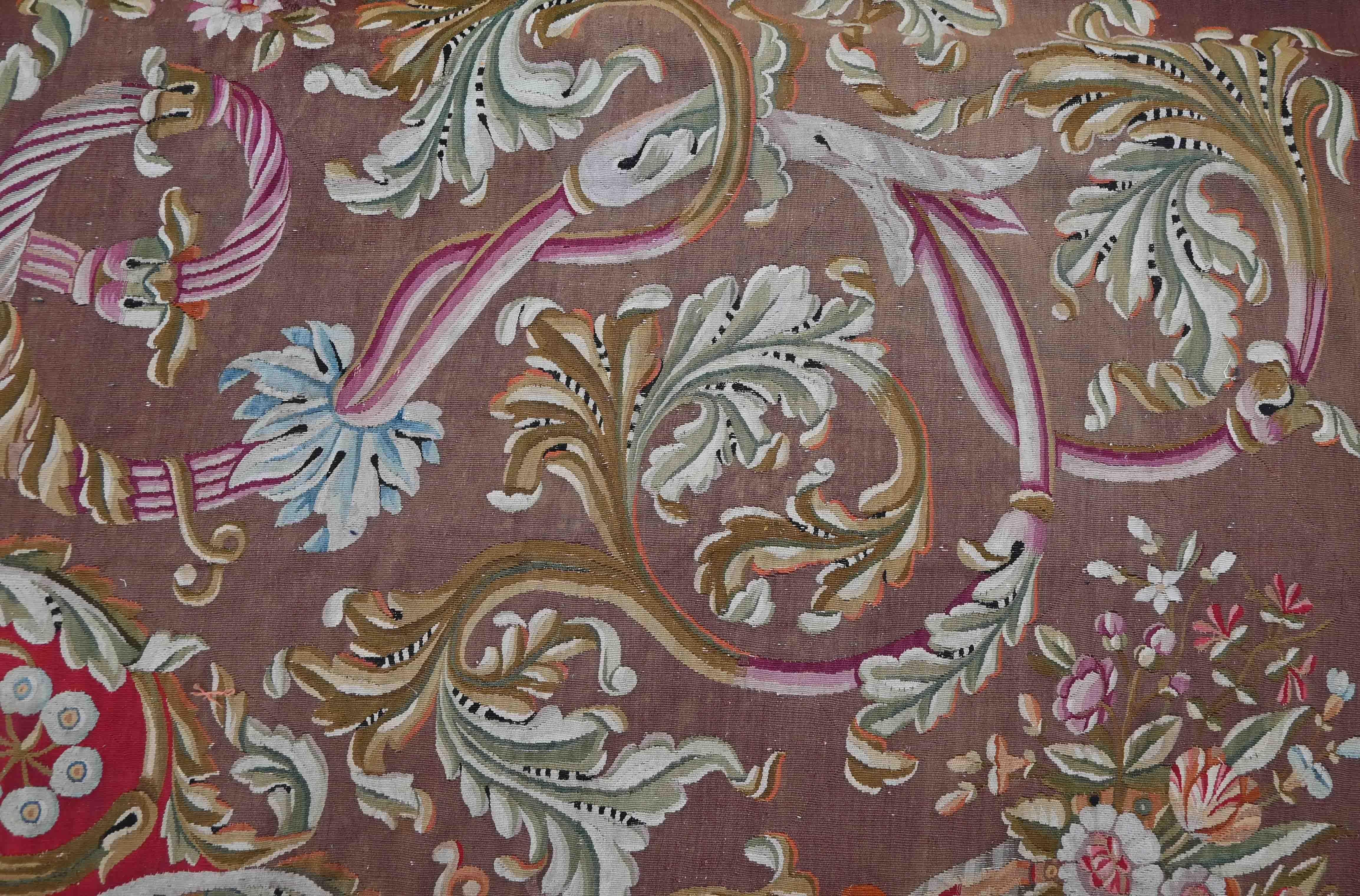Lana Tappeto francese Aubusson Manufacture XIX secolo - Stile Napoleone III - N. 1429 in vendita