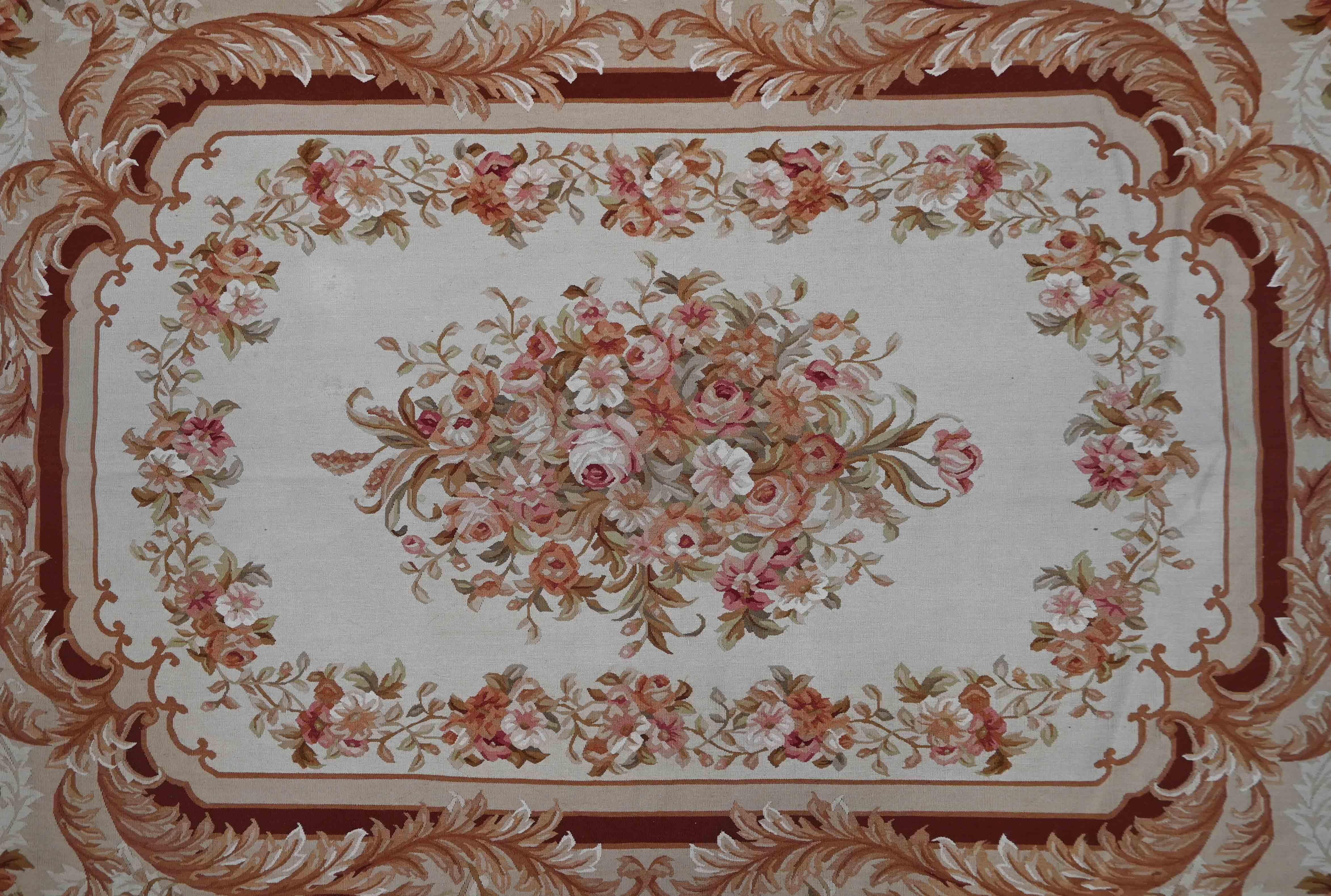 Wool French Rug in style Napoleon III Aubusson - 390x275 cm - No. 1603 For Sale