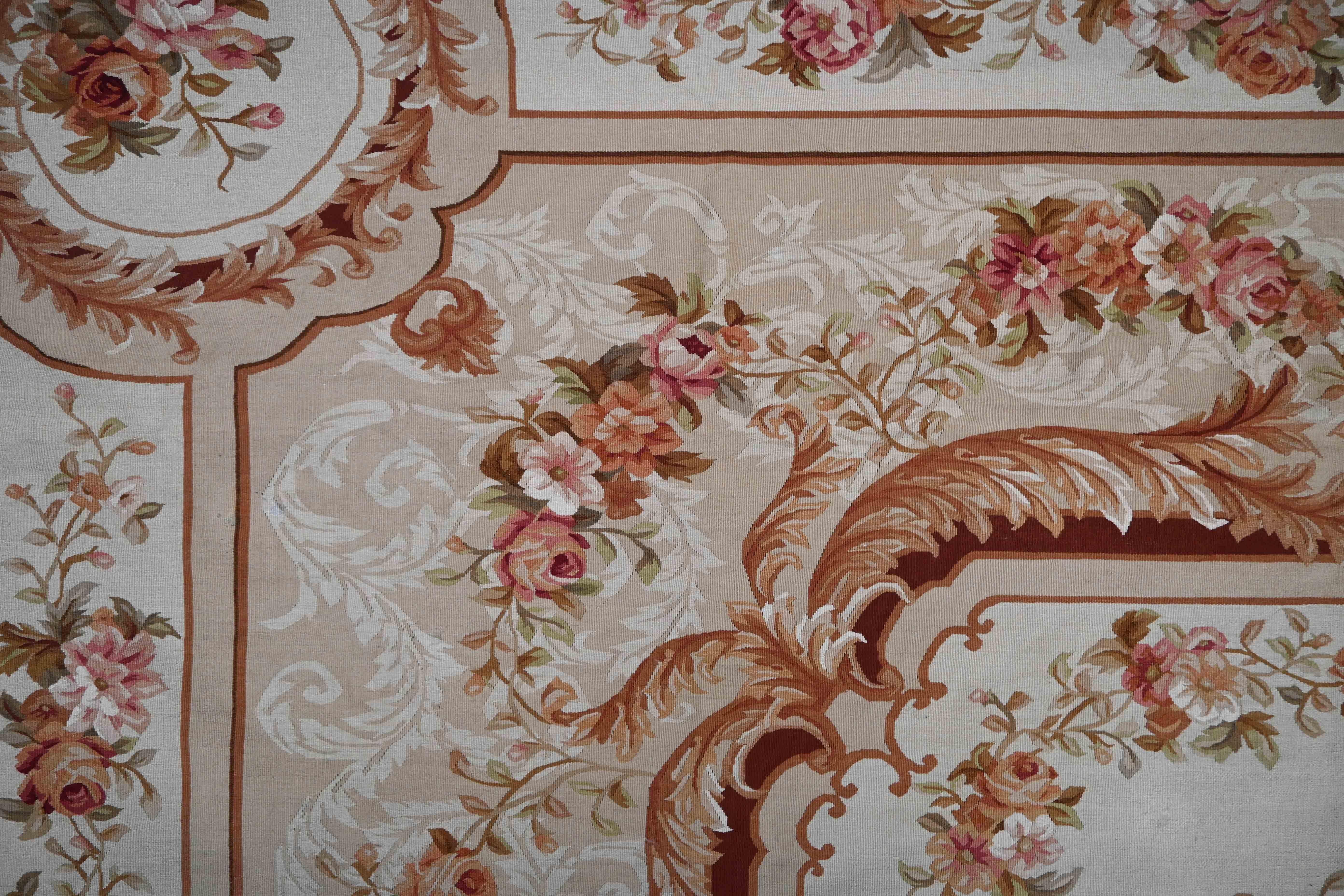 French Rug in style Napoleon III Aubusson - 390x275 cm - No. 1603 For Sale 2