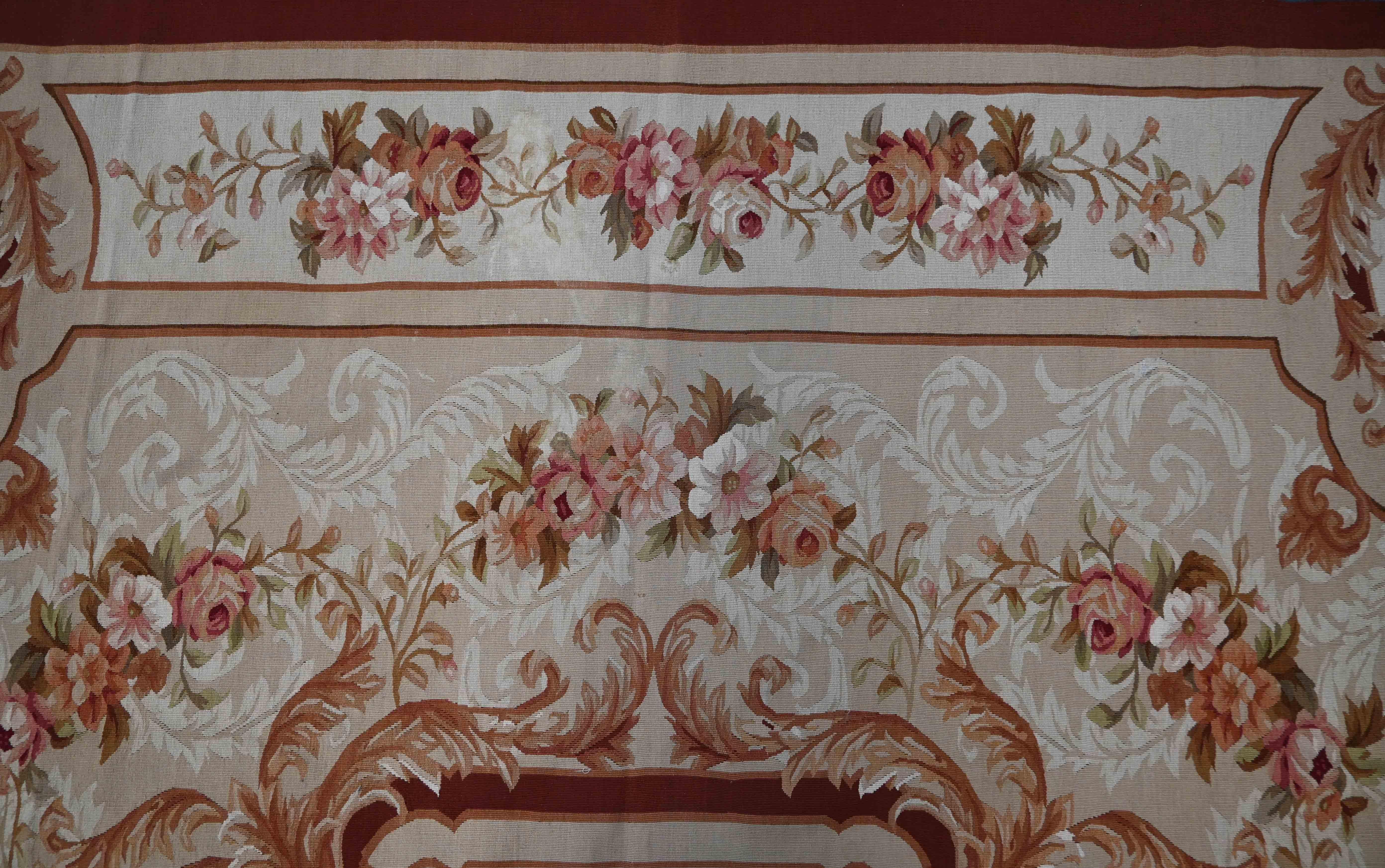 French Rug in style Napoleon III Aubusson - 390x275 cm - No. 1603 For Sale 3