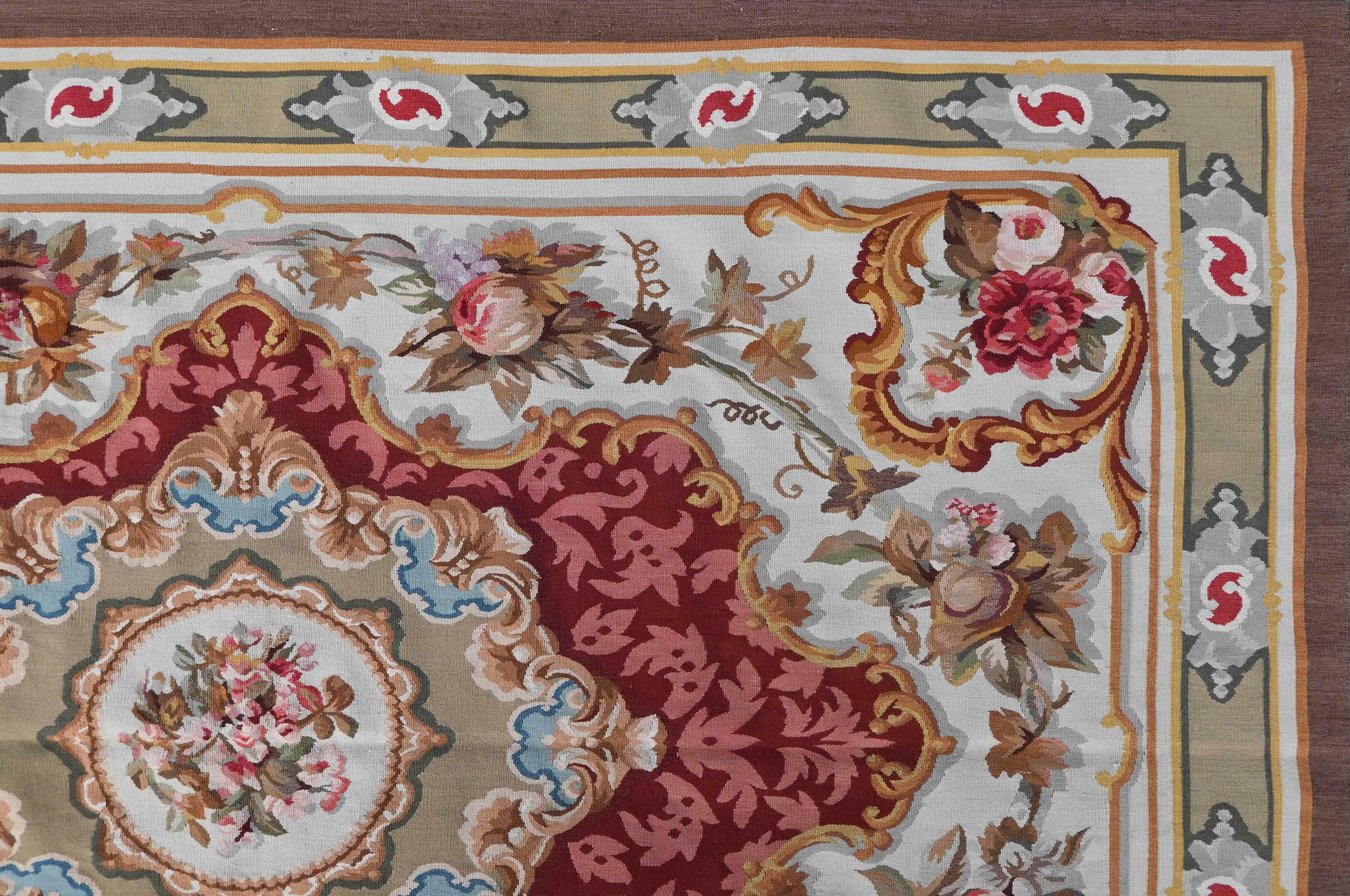 Alfombra francesa, en estilo Napoleón III Aubusson, finales del XIX - 215x145 Nº 1418 Provincial francés en venta