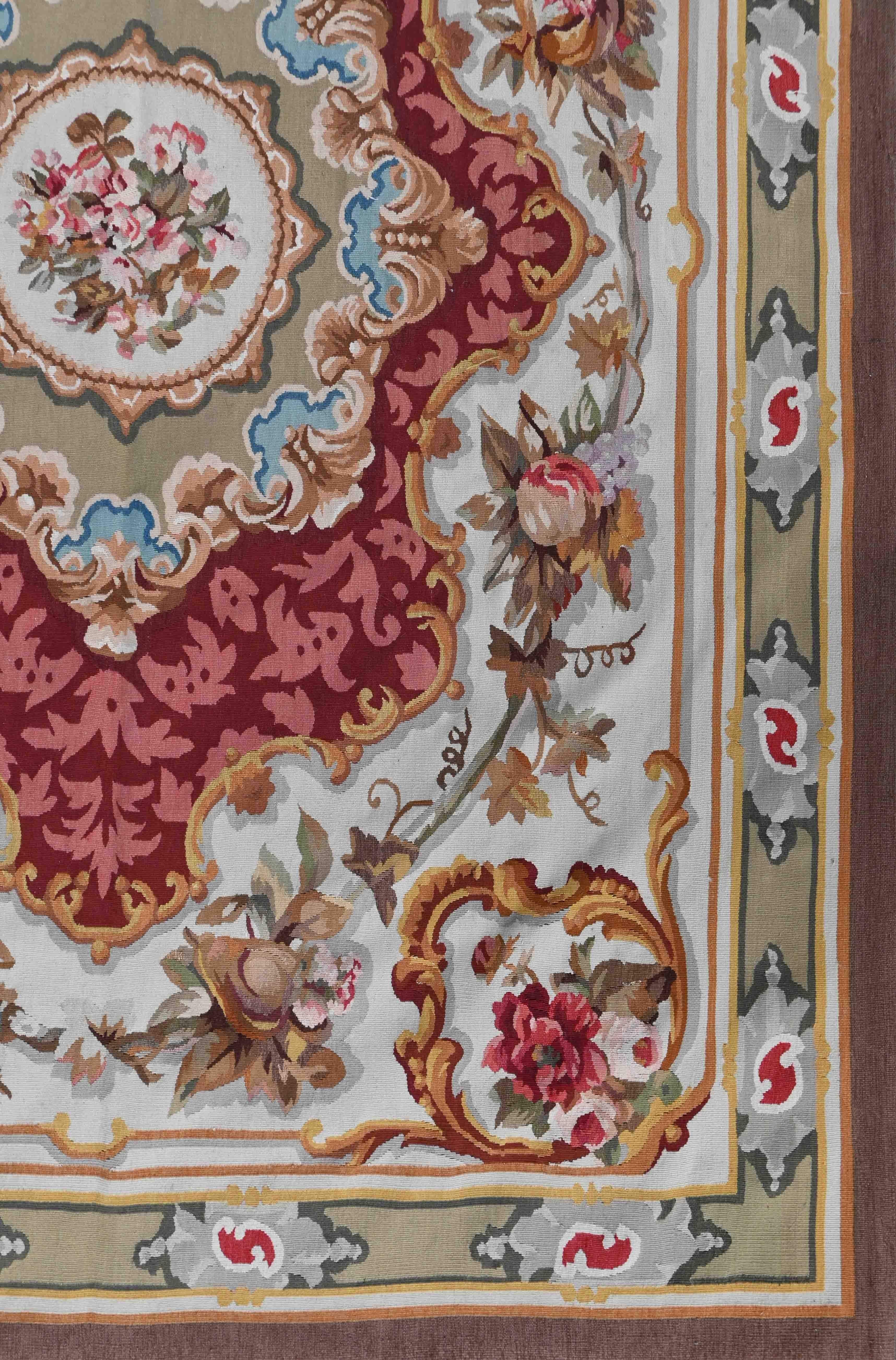 Alfombra francesa, en estilo Napoleón III Aubusson, finales del XIX - 215x145 Nº 1418 Tejido a mano en venta