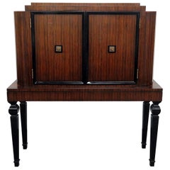 French Ruhlman Style Ebonized Art Deco Rosewood Liquor Bar Cabinet