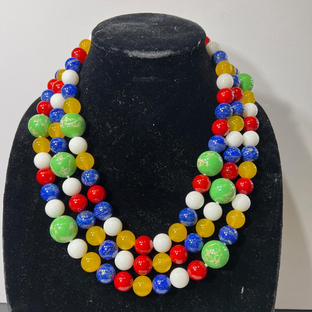 French Runway Couture Sixty Four Inches Semi-Precious Bead Wrap Necklace In New Condition For Sale In New York, NY
