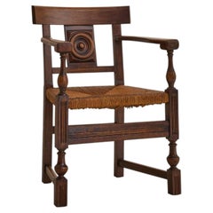 Poltrona in vimini francese e rovere nello stile di Charles Dudouyt, anni '40 - 2 disponibili