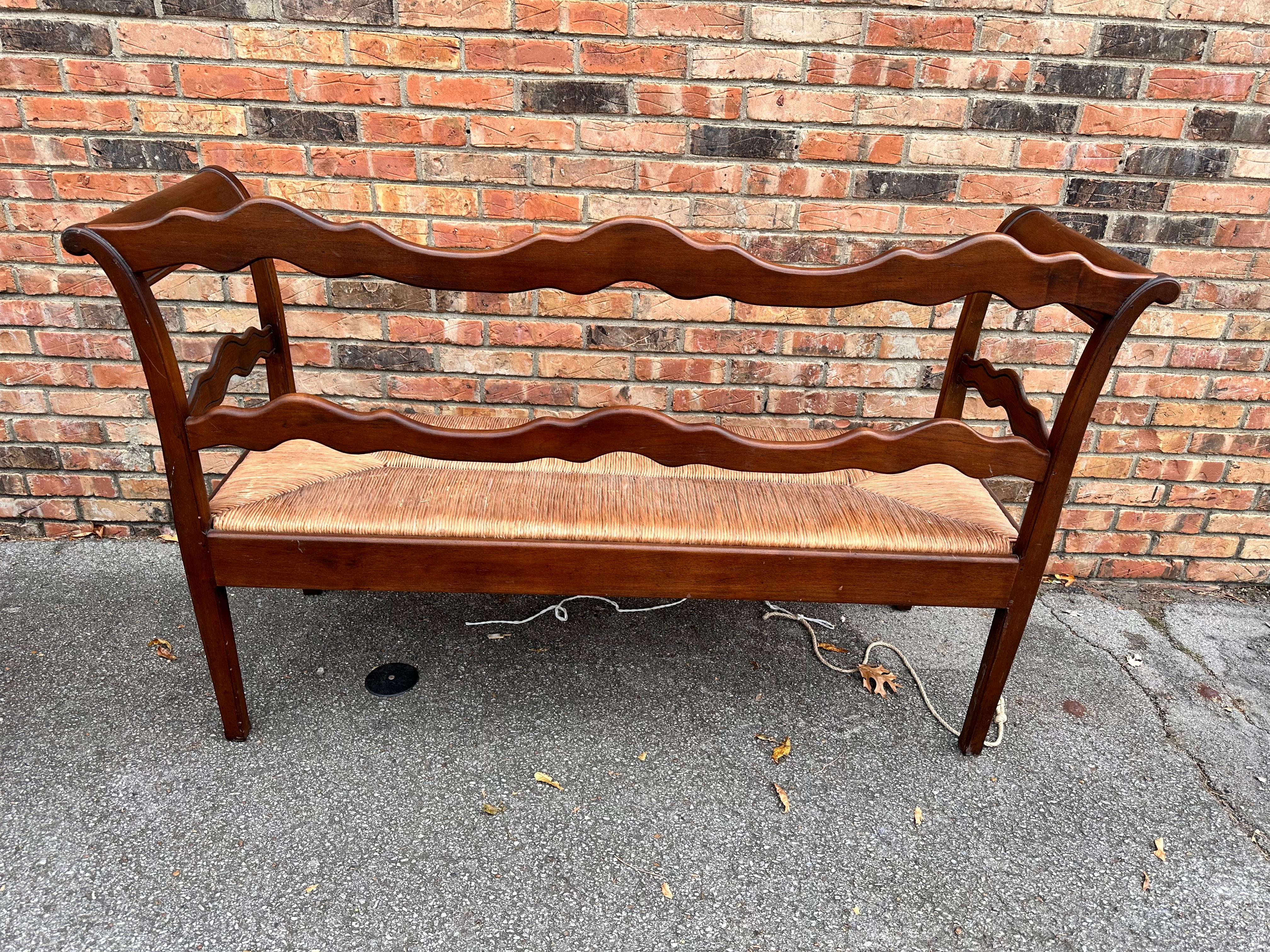 French Rush Seat Bench  For Sale 7