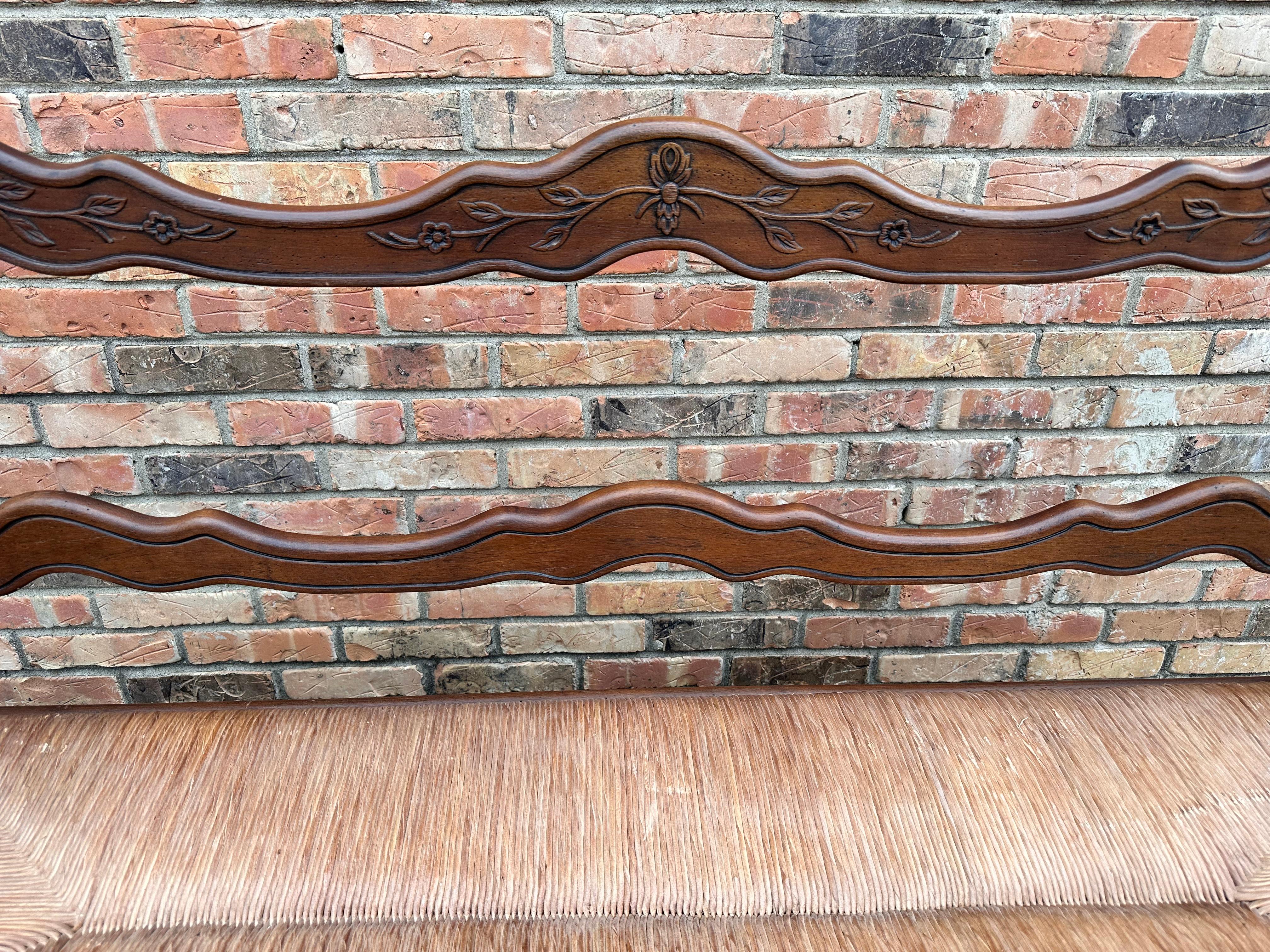 20th Century French Rush Seat Bench  For Sale