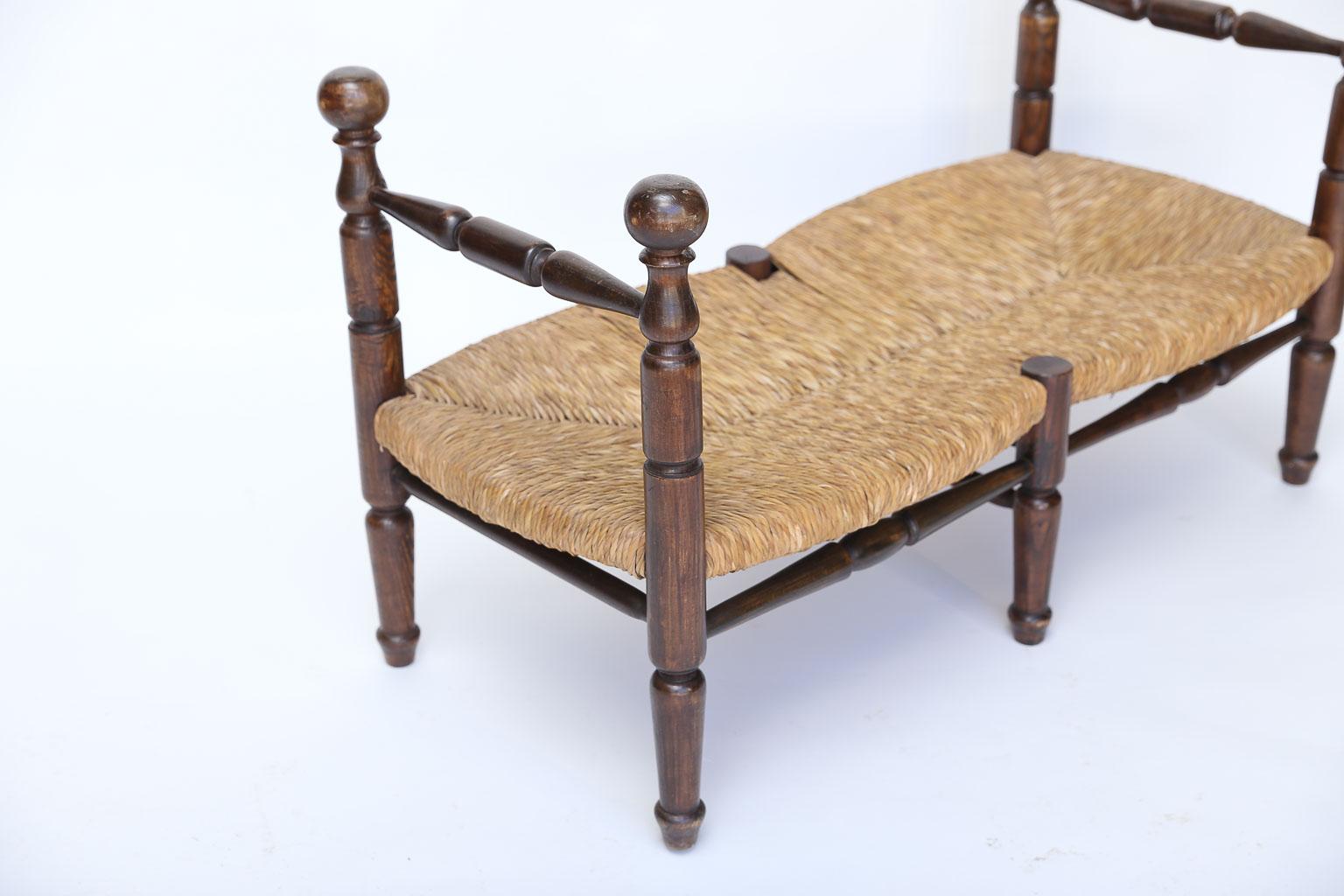 French Rush Seat Bench 3