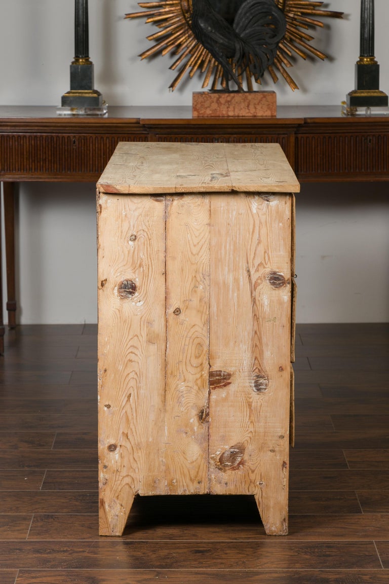 French Rustic 1880s Bleached Pine Three-Drawer Commode with Carved ...