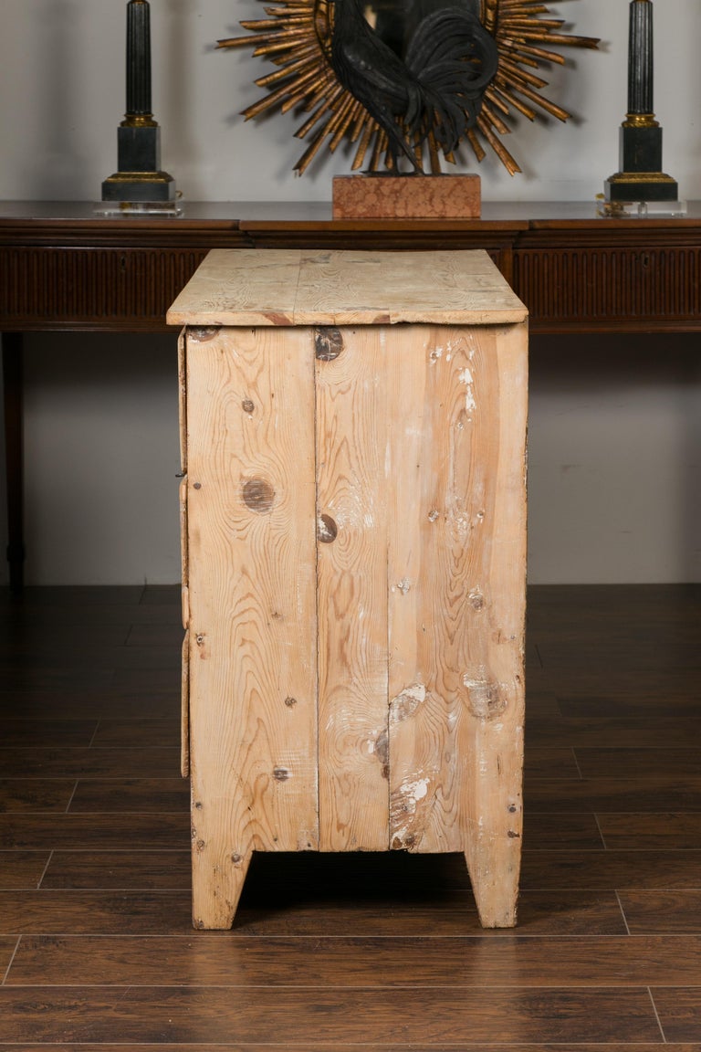 French Rustic 1880s Bleached Pine Three-Drawer Commode with Carved ...