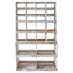 Antique French Rustic 24 Cubby Cabinet