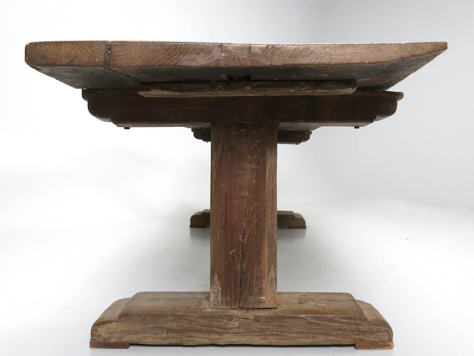 French Rustic Ancient Farm House Trestle Dining Table 4