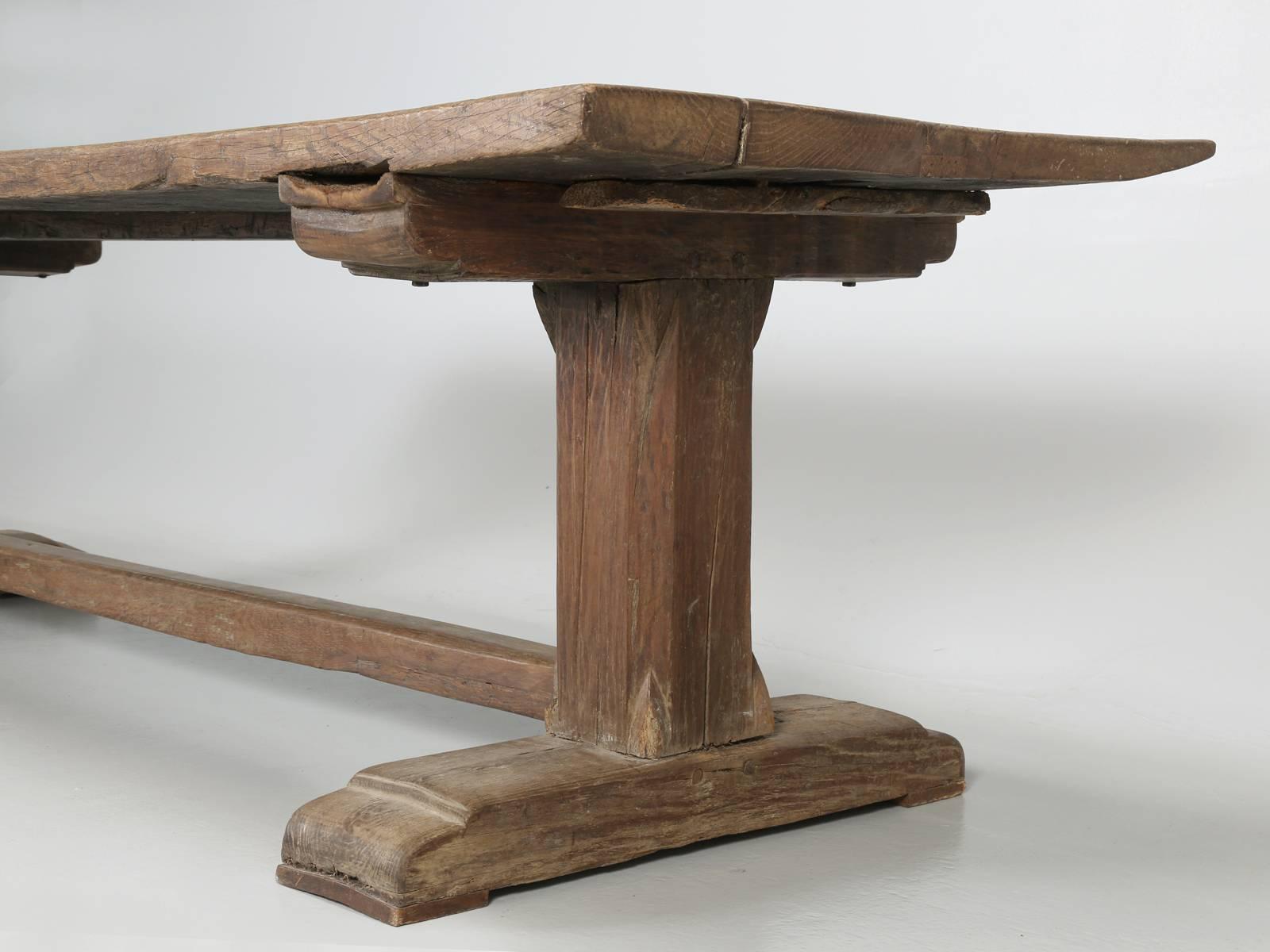Early 18th Century French Rustic Ancient Farm House Trestle Dining Table