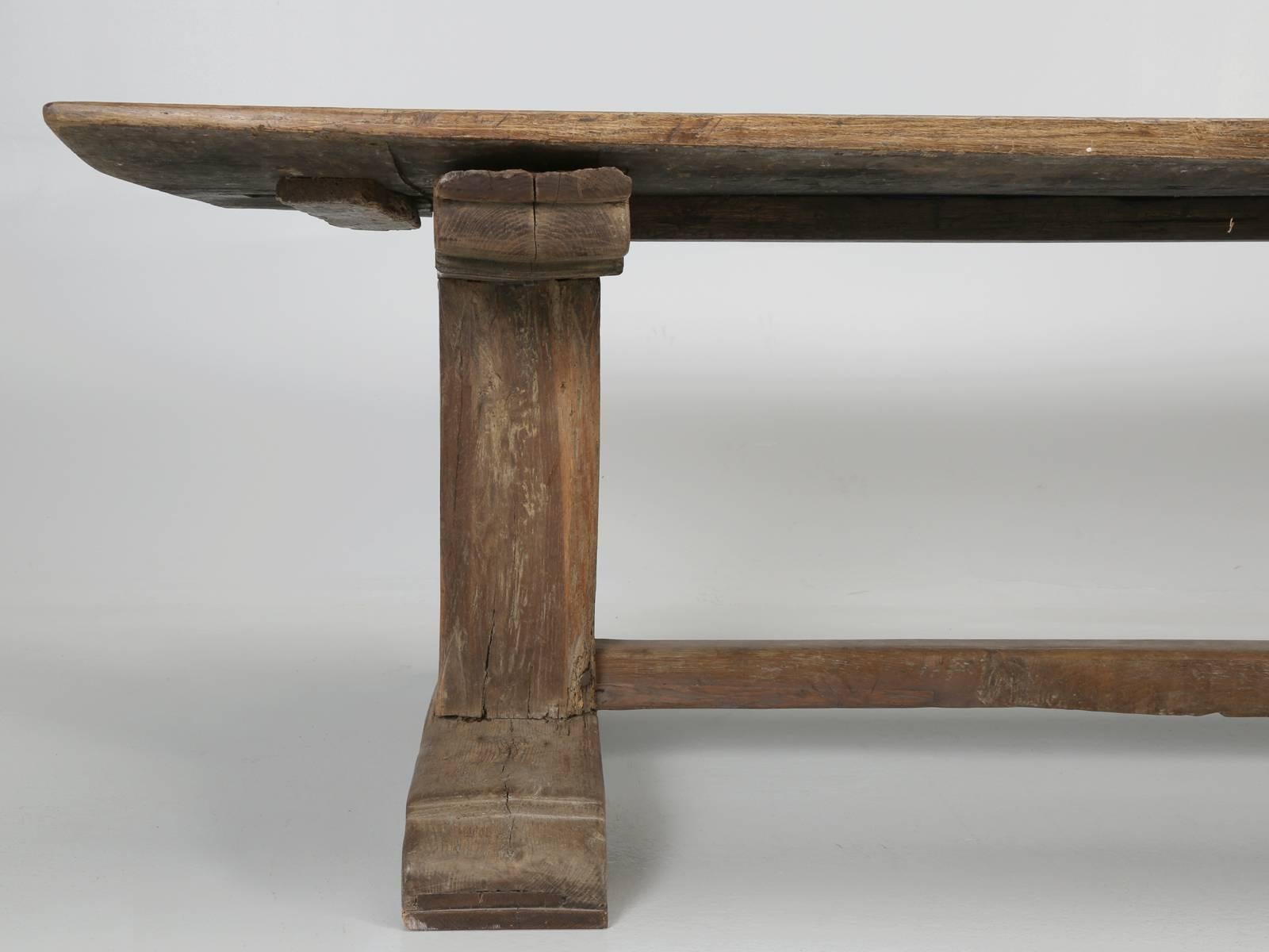 French Rustic Ancient Farm House Trestle Dining Table 1