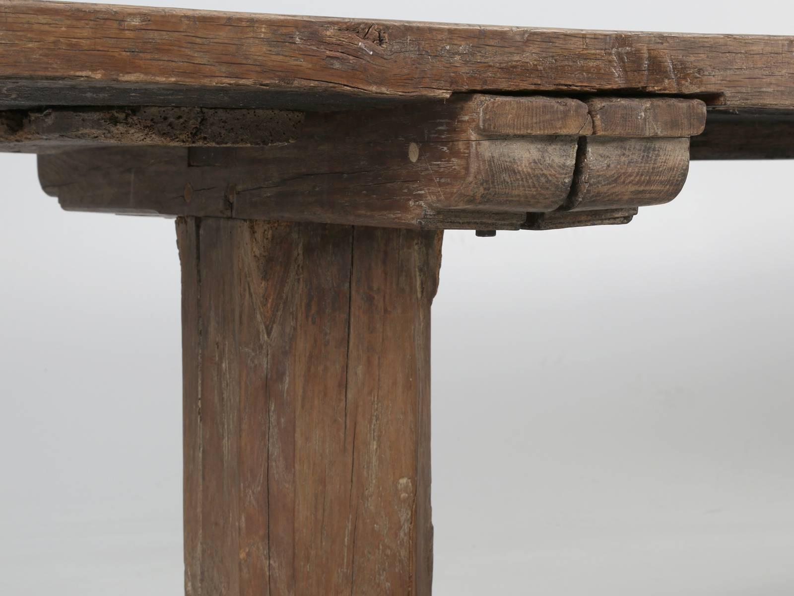 French Rustic Ancient Farm House Trestle Dining Table 2