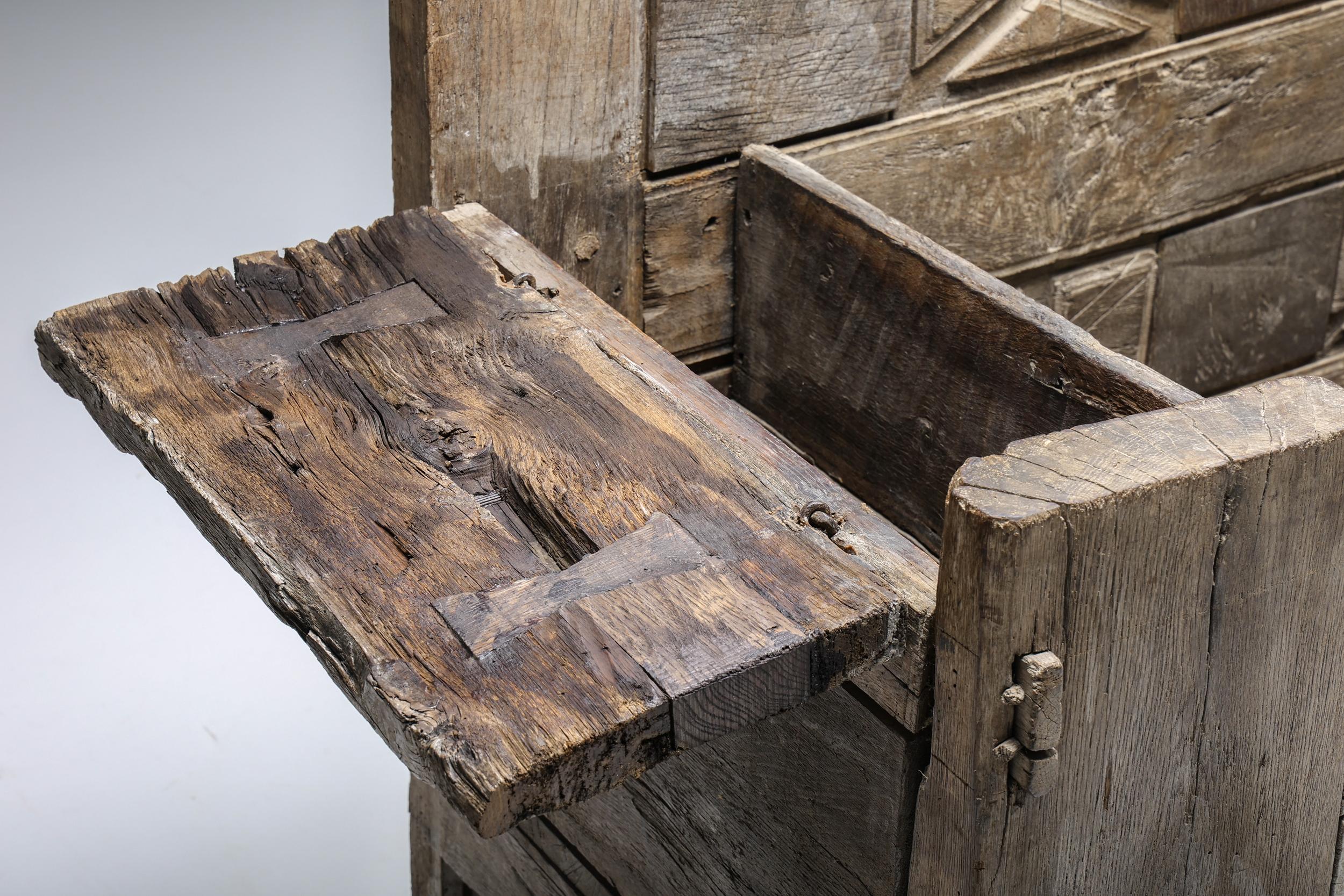 French Rustic Bench with Hand-Carved Details, 1800s 4