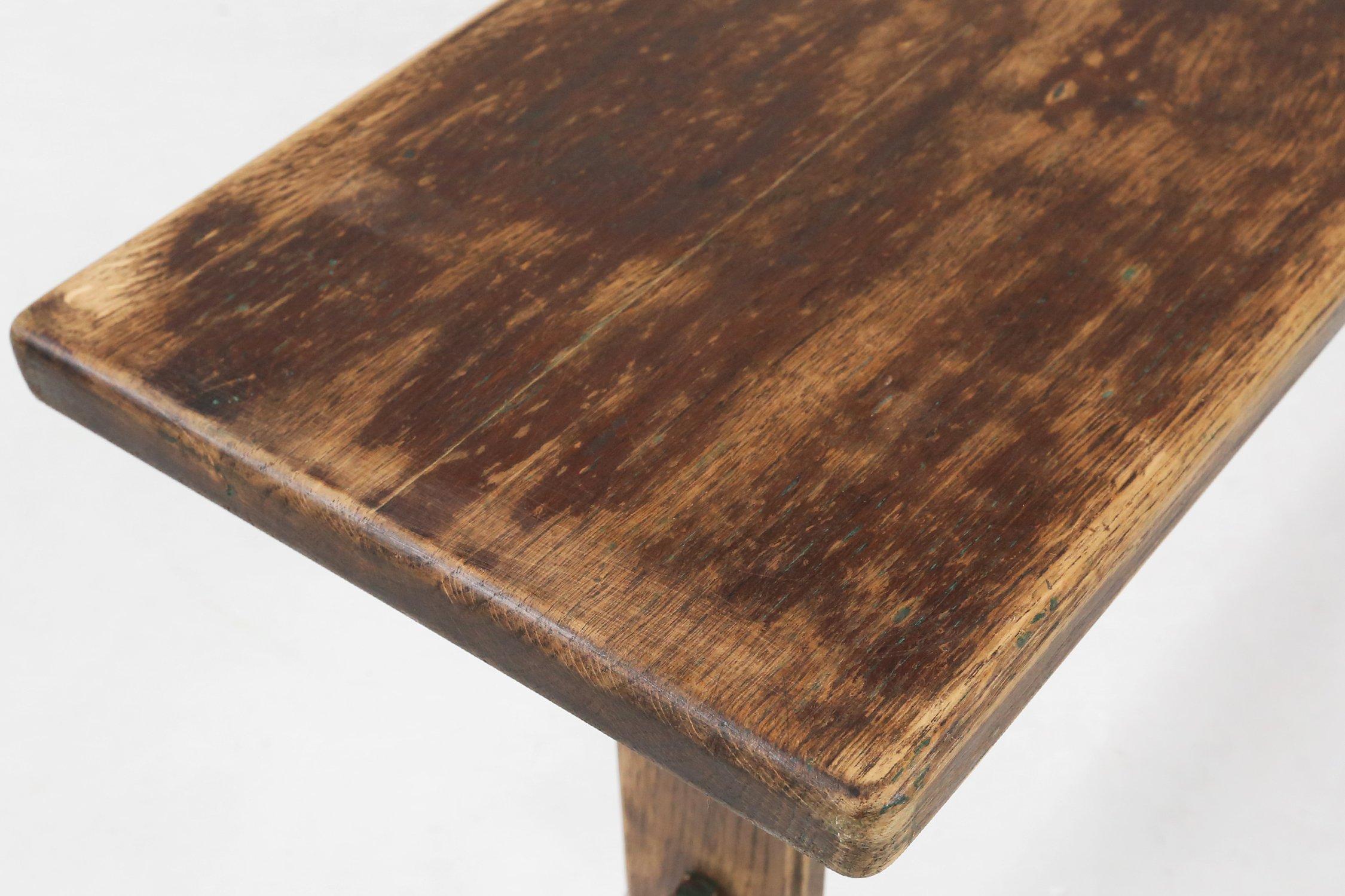 French rustic brown lacquered Wooden Bench, 1900s In Good Condition In Meulebeke, BE