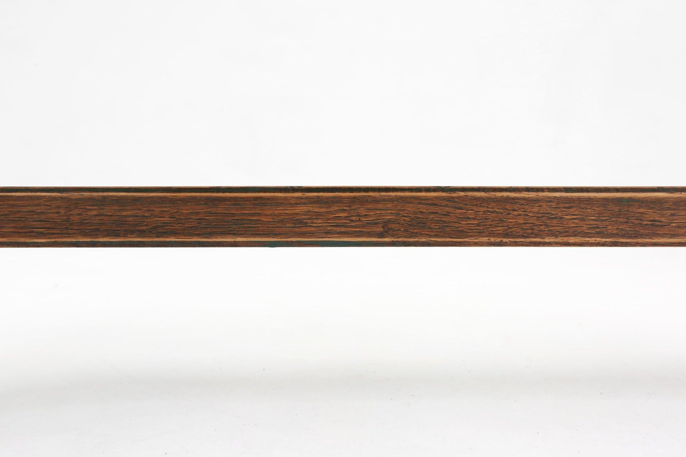 French rustic brown lacquered Wooden Bench, 1900s 2