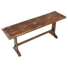 French rustic brown lacquered Wooden Bench, 1900s