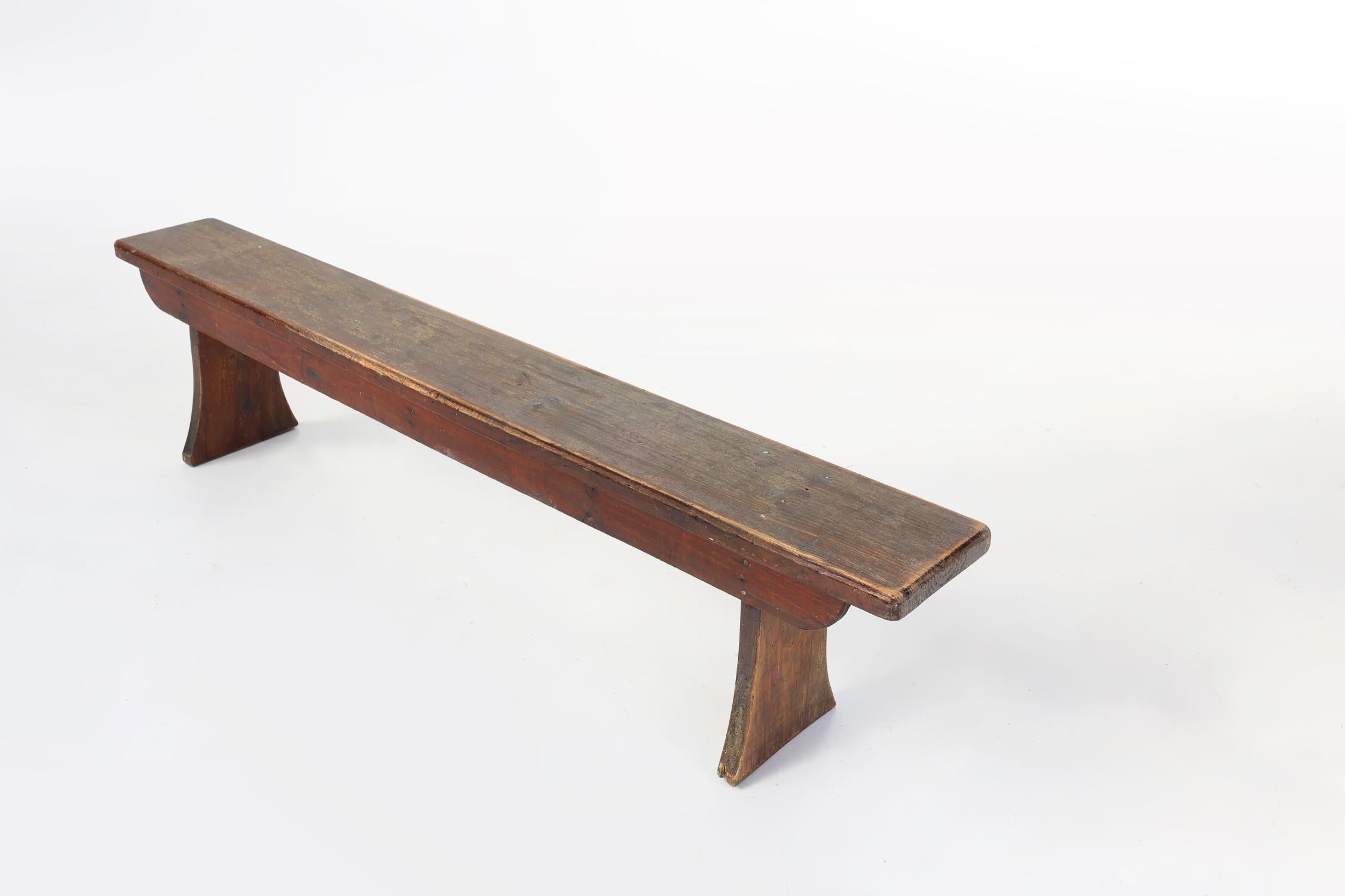 20th Century French Rustic brown oak wooden bench, ca. 1900 For Sale