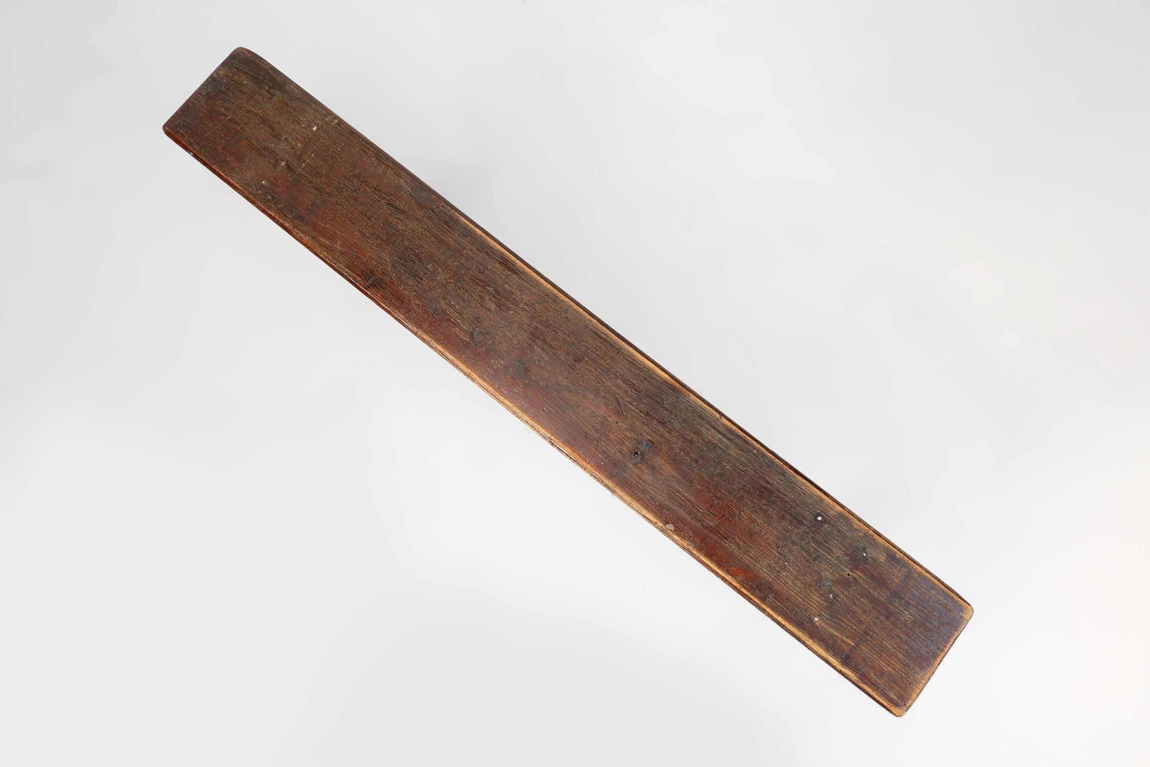 French Rustic brown oak wooden bench, ca. 1900 For Sale 3